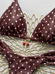 Swim Mod 2-Piece Set, Random Cherry Print Halter Triangle Bikini Top And Bottoms, Sexy Women Summer Swimwear - Multicolor - View 6