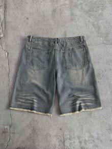 AXEPEAK Men's Black Washed Printed Shorts - Blue - View 3