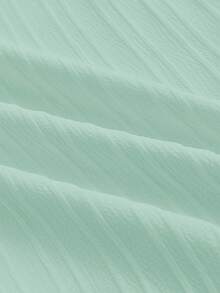 HIMLAND Light Blue Short Sleeve Shirt - Textured Weave, Button Front, Chest Pocket. Men's Casual Summer Vacation Style. Relaxed Fit, Beach Resort Essentia - Mint Green - View 7