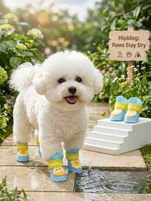 PETSIN Giày đi mưa chống thấm nước hình quả trứng dễ thương cho chó cưng, giày đi mưa chống mài mòn, chống trượt cho chó nhỏ và vừa, giày cho thú cưng, đồ dùng cho thú cưng - Nhiều màu - Xem 4