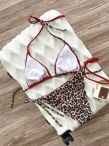 Swim Vcay 2pcs/Set Women's Springbreak Beachwear Summer Outfits, Spaghetti Strap Printed Beach Vacation Side Tie Bikini Set - Multicolor - View 7