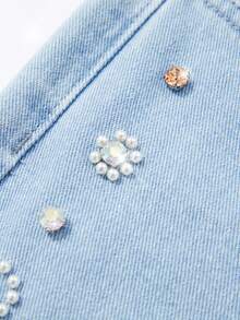 ROMWE MEN Men's Summer Casual Fashion Street Daily Commute Rhinestone Distressed Loose Denim Shorts - Blue - View 6