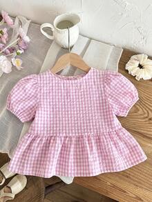 LMoss Kids Young Girl Woven Plaid Casual Shirt - Pink - View 2