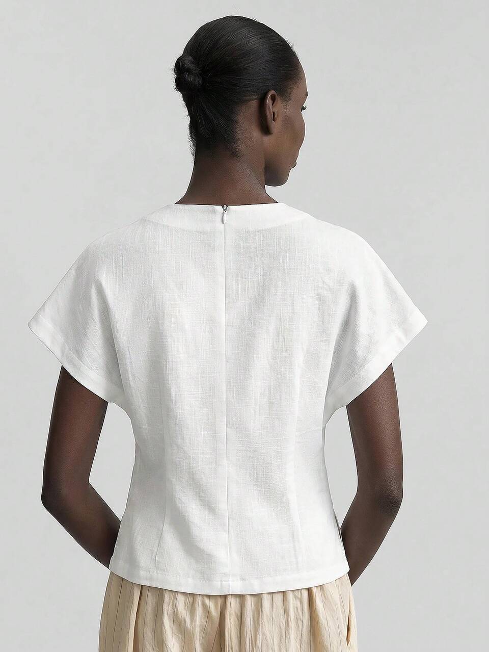 2026Summer New Women's Blouse,White Floral Embroidery Short Sleeve,Round Neck Loose Woven Shirt,Chic Everyday Office Lady Elegant Teacher Outfit