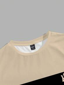 Manfinity Hypemode Men's Contrast Color Round Neck Short Sleeve Casual T-Shirt, Versatile For Summer, Holiday - Multicolor - View 3