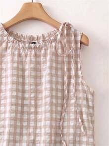 Linhara New Arrival Spring/Summer Plus Size Women Vacation Casual Style Printed Camisole And Tank Top - Khaki - View 3