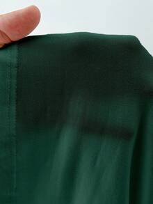 Elenzga Plus Size Cinched Waist Casual French Style Versatile T-Shirt - Dark Green - View 4
