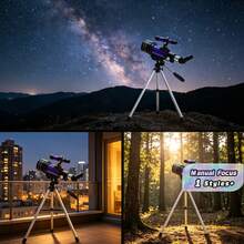 Portable Outdoor Travel Astronomical Telescope With Manual Focus & Tripod, Professional Star & Moon Observation Telescope, Decorative Furniture & Holiday Gift - Multicolor - View 1