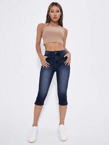 Selenza Quần lửng denim bó sát, co giãn, thời trang dành cho nữ, thích hợp cho mùa hè. - Màu xanh lam - Xem 7