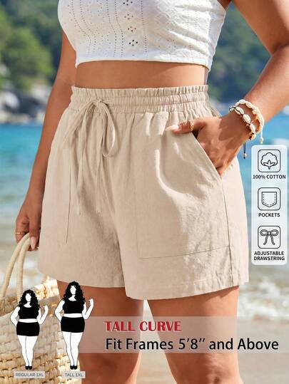 SHEIN Tall CURVE Pantalones cortos minimalistas casuales para mujer de talla grande