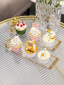 2pcs, Plastic Tray, Household Table Tray, Dim Sum Tray, Candy Simple Tray - Clear - View 10