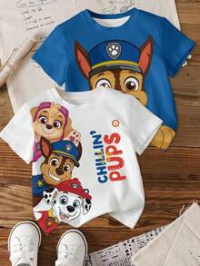 SHEIN | PAW Patrol Áo thun ngắn tay in hình hoạt hình dành cho bé trai, nhiều chiếc - Nhiều màu - Xem 11