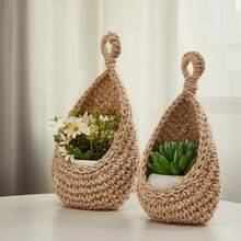 1pc Wall-Mounted Basket, Boho Woven Basket, Creative Teardrop Shape, For Vegetables And Fruits, Kitchen Storage Basket, Kitchen Supplies - Multicolor - View 5