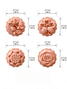 50g Flower-Shaped Mung Bean Cake Mold Set - Tulip, Cherry Blossom, Rose, And Lotus Designs - Mid-Autumn Festival Mooncake & Steamed Bun Hand-Press Tool - White - View 5