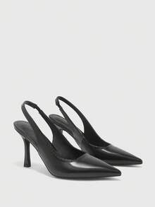 CUCCOO BIZCHIC Women's New Stylish High Heels With Color Blocking, Pointed Toe, Open Back, Round Toe, Sexy & Versatile For Commute, Holiday, Spring/Autumn, Workplace, Classic Elegant Pumps - Black - View 6