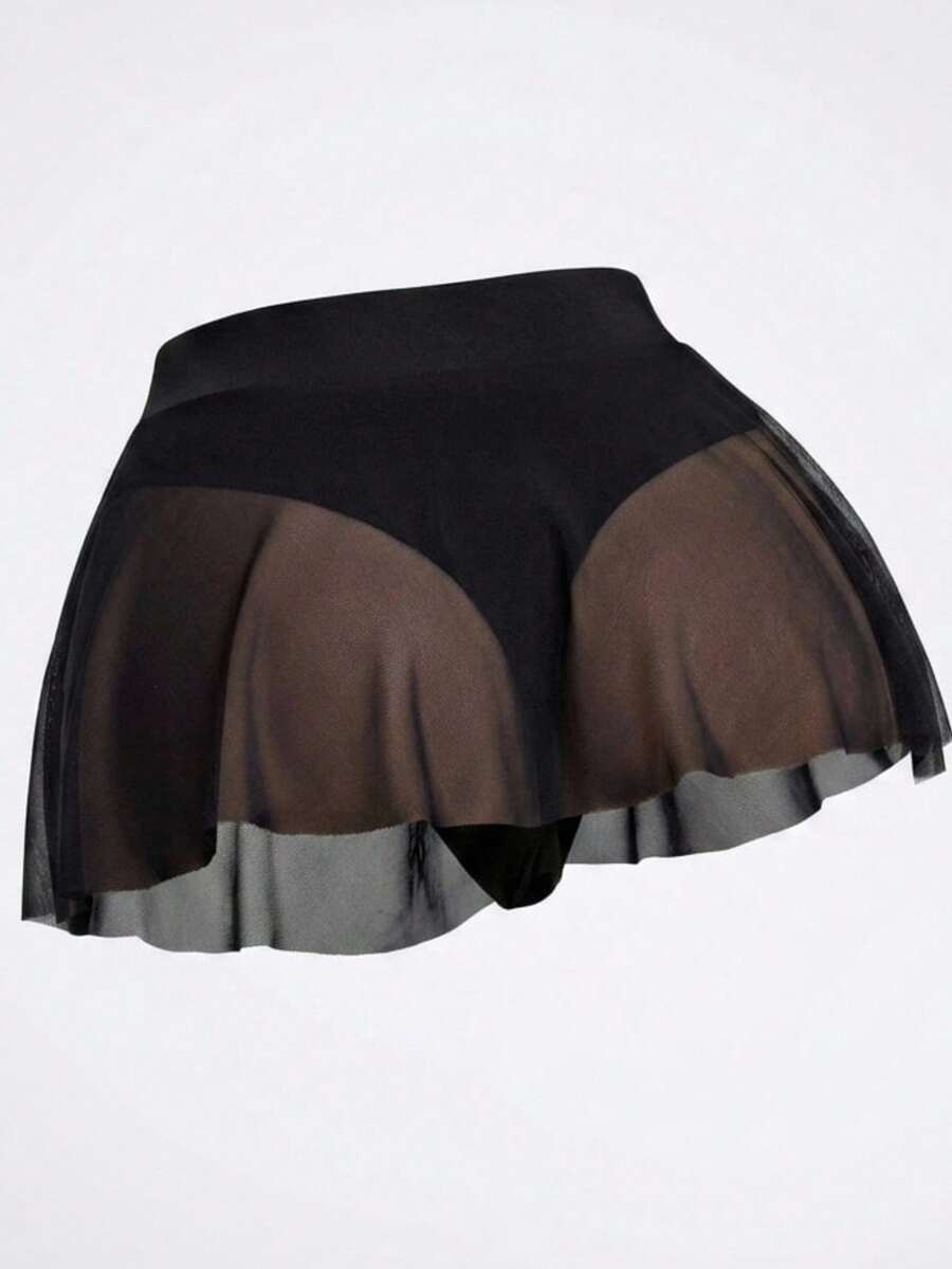 Swim Basics 女士网纱透视比基尼泳裤