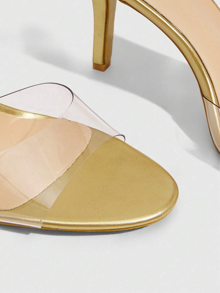CUCCOO SZL Women Shoes Spring And Summer Transparent, Thin Strap Splicing Open-Toed Stiletto, Simple Style Shiny Patent Leather Women's High-Heeled Sandals Dating Commuter Shopping Banquet Party Nightclub Holiday Gift