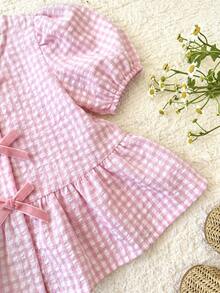 LMoss Kids Young Girl Woven Plaid Casual Shirt - Pink - View 7