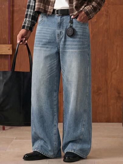 SWAVVY Men's Solid Color Minimalist Casual Jeans