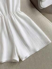 Everyssa Women's Solid Color Spaghetti Strap Sleeveless Minimalist Casual Jumpsuit - White - View 5