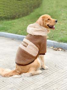 1pc Thickened Lamb Wool Hoodie Comfortable & Warm Coat For Medium And Large Dogs To Wear In Autumn And Winter - Multicolor - View 7