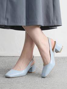 CUCCOO BIZCHIC 女款藍色時尚百搭扣飾PU材質高跟鞋，四季通勤優雅基礎款，適合度假與日常穿搭 - 藍色 - 查看 4