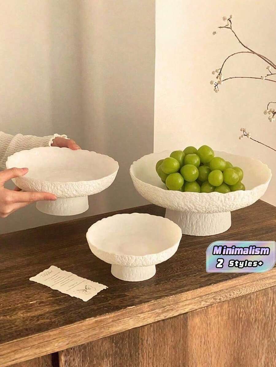 1pc Hammered Glass Fruit/Snack Plate, Creative Household Dry Fruit/Candy Tray For Living Room - White - View 1