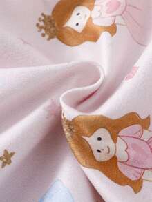 2 Sets Random Baby Girls Cute Cartoon Print Pajama Set,White And Pink Summer Holiday Short Sleeve Cardigan Top&Shorts,Princess Sheep Bear Rabbit - Multicolor - View 4