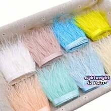 1米/39.37英寸人造羽毛饰边 DIY婚纱羽毛丝带工艺品手工缝纫流苏服装配饰 8-10厘米 - 多色 - 查看 2