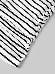Slaydiva Black & White Striped Polo Neck Ruched Waist Basic Camisole, Suitable For Spring & Summer,Summer Top - Multicolor - View 5