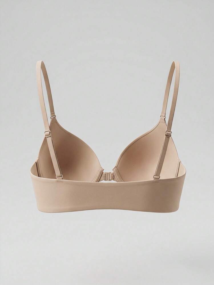 Solid Color Adjustable Spaghetti Strap Minimalist Bra, Suitable For Summer Wear