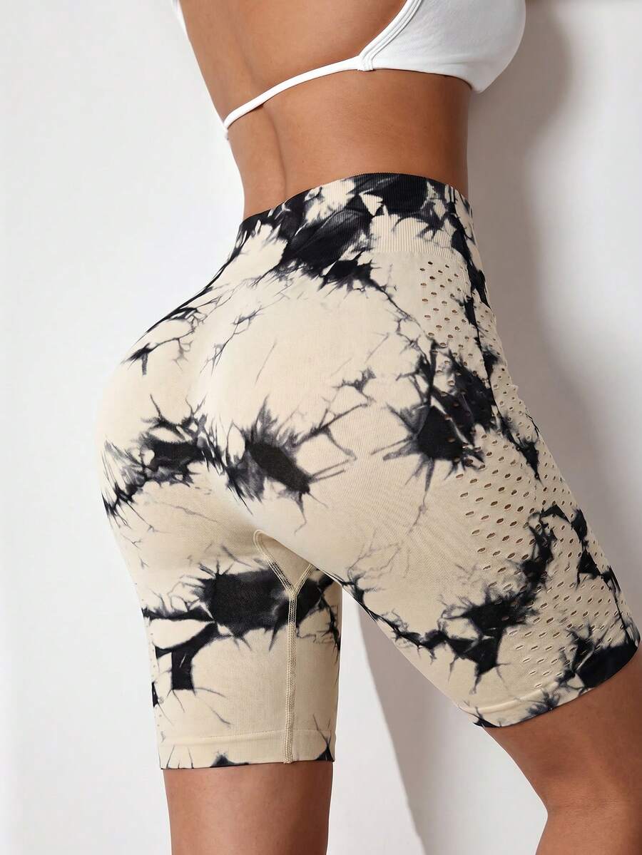 SHEIN Unity Seamless Yoga Leggings/Tie-Dye Craftsmanship/High Waist Tummy Control Lift Butt/Comfortable/Versatile/Moisture Wicking/Fitness Workout/Outdoor Running - Khaki - View 1