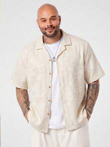Athstrex Plus Size Men's Solid Color Short Sleeve Casual Shirt, Vacation, Father's Day Gifts - Apricot - View 6