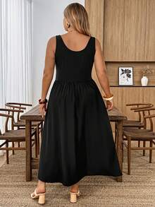 SHEIN CURVE+ Plus Size Summer Vacation Dress Vacation Black Boho Bohemian Dinner Vacation - Black - View 2