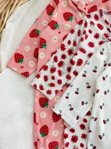 SHEIN Piyama Romper Lengan Panjang Bayi Baru Lahir yang Nyaman, Bernapas, Lembut, dan Bermotif Seluruh Permukaan - Putih - View 5