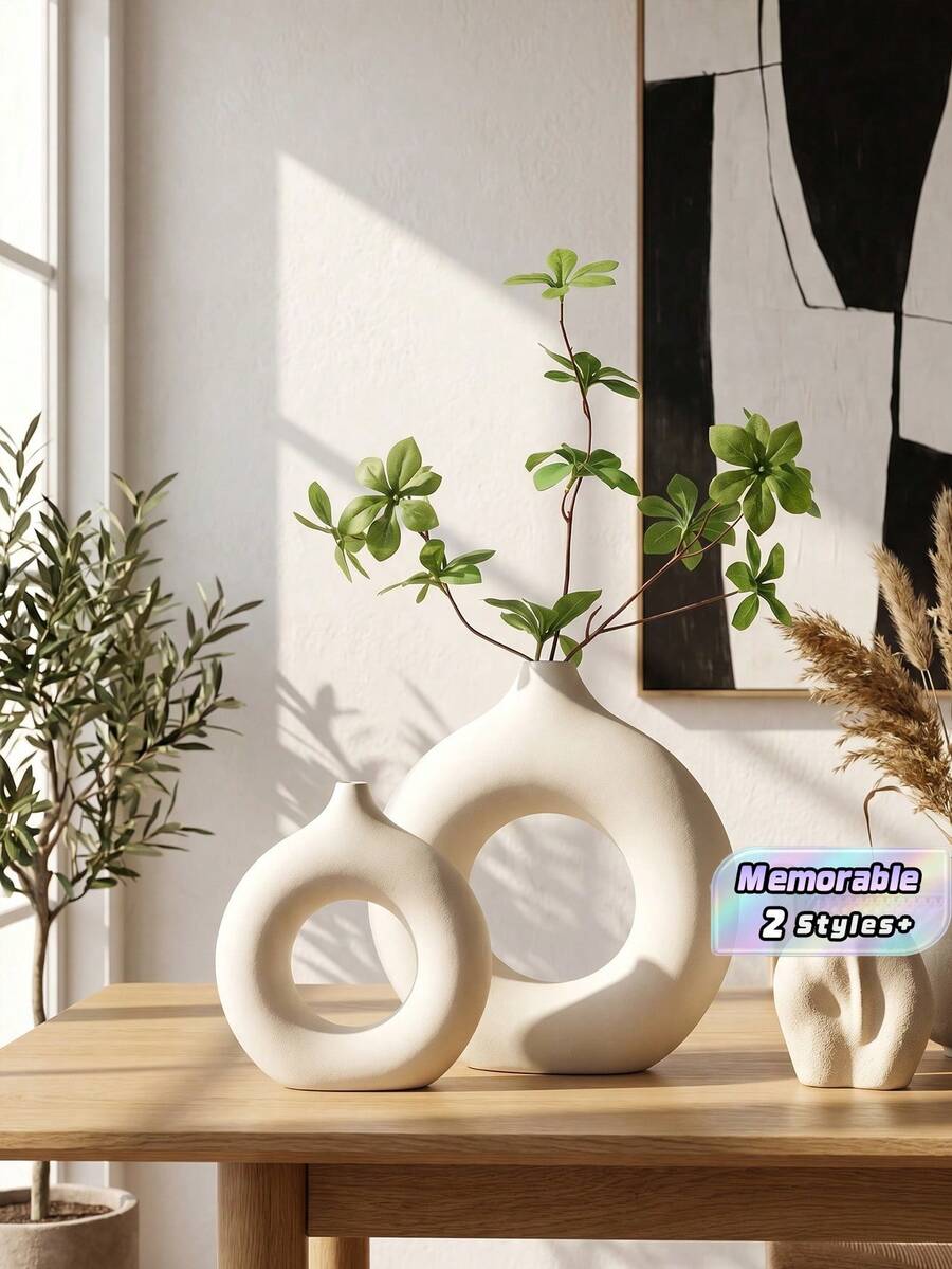 Bộ 2 Khuôn Silicon Bình Tròn DIY Đơn Giản Bình Hoa Châu Âu Khuôn Thạch Cao Trang Trí Nhà Đồ Trang Trí Khuôn Nhựa Epoxy Khuôn Đúc Thủ Công Sản Xuất - trắng - Xem 1