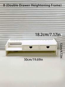 1PC Monitor Stand Riser With Storage, Dual-Layer Desktop Organizer For Laptop & Tablet, Ergonomic Screen Stand With Pen Holder & Drawer, Space-Saving Desk Shelf For Office, Home & Dorm - White - View 4