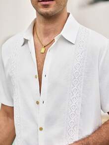 Men's Casual Button Up Short Sleeve Summer Beach Shirt - White - View 7