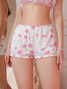 PetitDoll 3件套女士可爱碎花荷叶边蝴蝶结后系带低腰内裤套装 - 彩色 - 查看 6