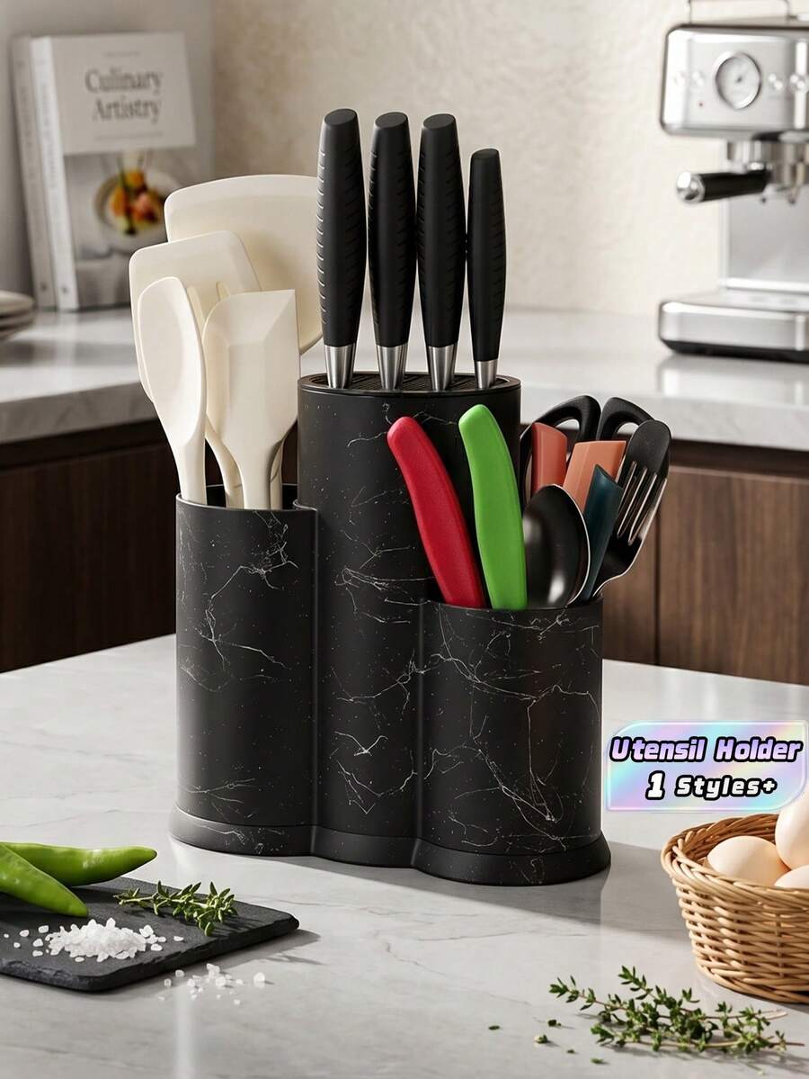 1 cái Giá đỡ dao đa năng an toàn, 3 trong 1, Giá đựng dụng cụ nhà bếp, Giá đựng dao dự trữ, Giá đựng dao rỗng, Dụng cụ nhà bếp cỡ lớn, Màu đen mờ, Giá đựng dụng cụ nhà bếp đa chức năng, Đũa, Dao và nhiều hơn nữa - Tiết kiệm không gian cho dụng cụ nhà bếp nhỏ - Vẽ dây đen 3 trong 1 - Xem 1