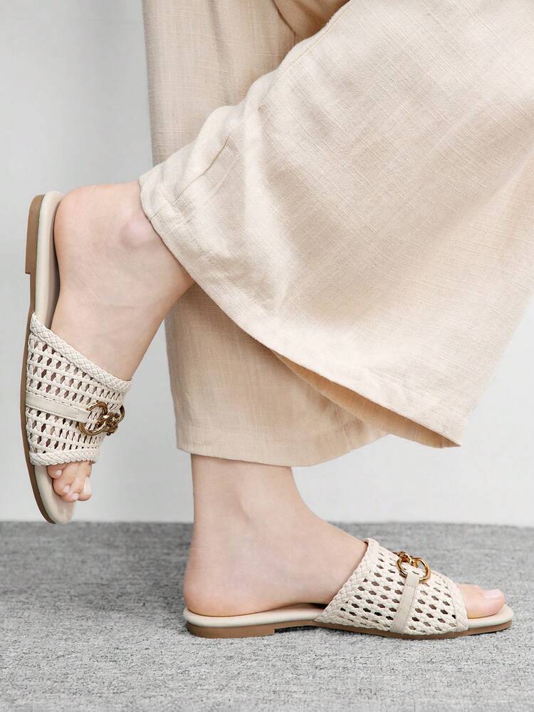 CUCCOO BIZCHIC Women's Casual Flat Sandals, Comfortable Open Toe Beach/Street Wear Slippers, Suitable For Autumn & Summer