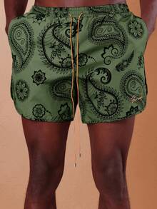 SUMWON Paisley-Muster Schnelltrocknende Badeshorts St. Patricks Day Strand Badehose Irisches Thema Sommer Schwimm Board Shorts mit elastischem Bund Glücksbringer Tragen - Grün - Übersicht 6