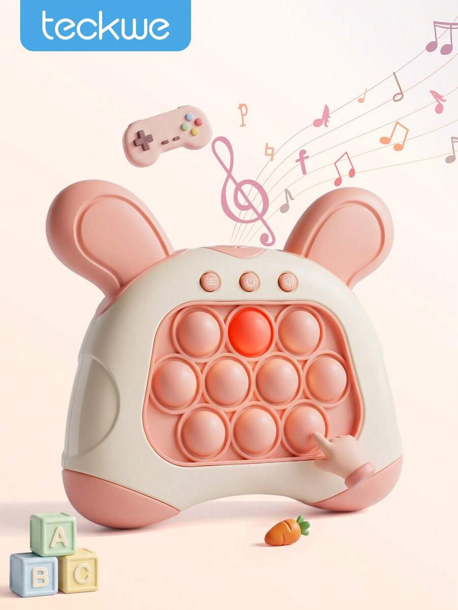 Teckwe Electronic Light-Up Quick Push Challenge Game, Fidget Game Machine, Portable Stress Relief Handheld Game Toy - Pink - View 1