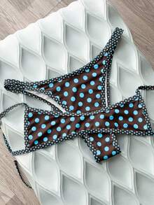 Swim Mod Conjunto de bikini y calzoncillos triangulares de lunares casuales de verano para mujer - Multicolor - Ver 5