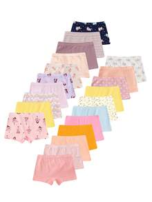 5pcs/Pack Young Girl Cartoon Horse, Rabbit, Elephant Print Assorted Color Panties - Multicolor - View 2