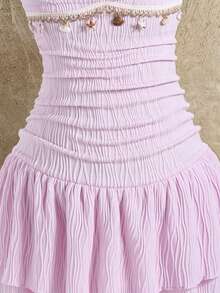 Sparklyn Tween Girls' Vacation Casual Starfish Pendant Decor Sleeveless Dress - Pink - View 5