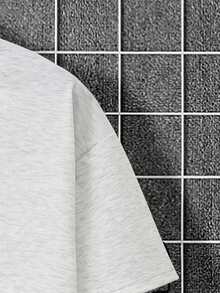 Manfinity Homme 2pcs Men's Solid Color Round Neck Drop Shoulder Casual Loose Fit Summer Top & Shorts Set, Holiday - Grey - View 4