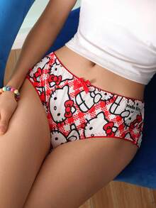 Chillnights HELLO KITTY AND FRIENDS | SHEIN 可爱甜美撞色紧身蝴蝶结俏皮娃娃款女士丁字裤 - 紅色 - 查看 4