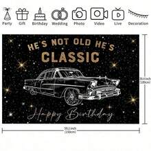 1件套“他不是老了，他是经典”生日快乐背景布，复古男士黑金主题，适用于30岁、40岁、50岁、60岁、70岁、80岁生日摄影背景装饰派对拍照道具 - 多色 - 查看 11