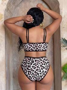 Slaydiva Plus Size 2026 New Leopard Print Sexy Bikini Set, Spring/Summer Beach Beige - Multicolor - View 2